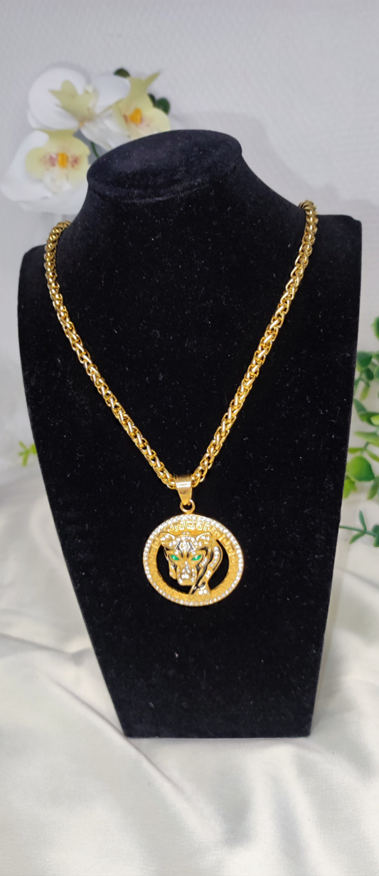 Collier tête de jaguar en acier inoxydable