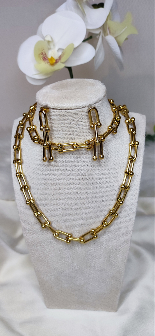 Ensemble tiffany sans pierre en acier inoxydable