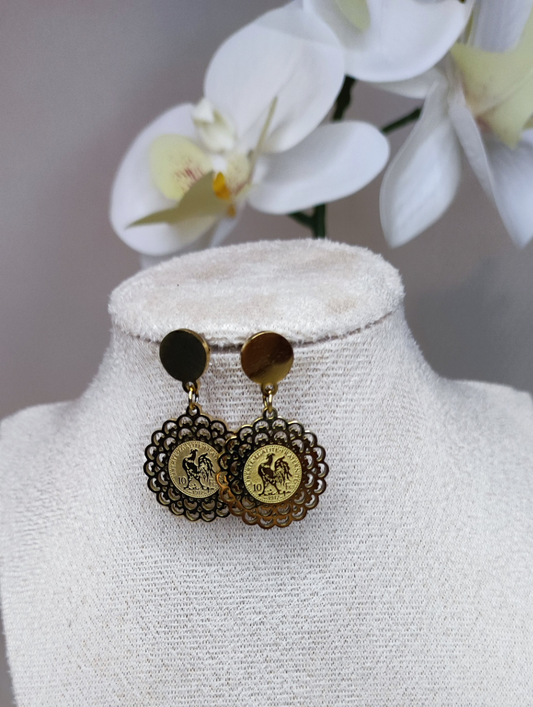 Boucles d'oreilles coq en acier inoxydable